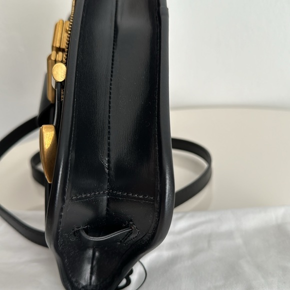 BALMAIN *NEW* Black Leather Top Handle Leather Bag with Crossbody Strap - Picture 7 of 16